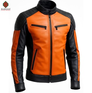 Blouson aviateur en cuir blanc fait main, style décontracté d'hiver, fermeture éclair, col mandarin, couleur unie, service OEM - Product Image 4