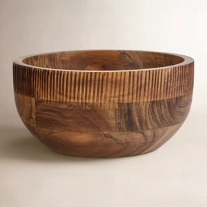 Grand bol de service en bois naturel moderne - Product Image 6