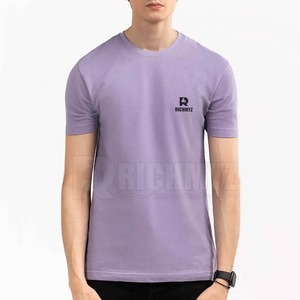 T-shirts pour hommes de couleur violette, simples et unis, vente en gros, service OEM, chemises sur mesure à vendre, faible MOQ, t-shirt unisexe à vendre - Product Image 2