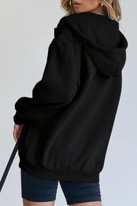 Vente en gros de vêtements de mode pour femmes automne sweats à capuche en coton à fermeture éclair de style américain à prix bon marché automne hiver stock de sweat à capuche surdimensionné pour femme - Product Image 3