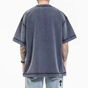 Camisetas desgastadas lavadas con ácido personalizadas, camisetas de algodón 100% en blanco de gran tamaño, camiseta Vintage Boxy Fit para hombres - Product Image 3