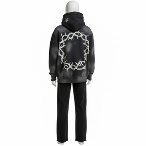 Hoodie personnalisé tendance surdimensionné avec impression délavée, 100% coton molletonné, qualité supérieure, Merial, unisexe - Product Image 4