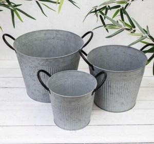 Jardinière galvanisée multi-usages pour jardins urbains Pots de jardin galvanisés pour parterres de fleurs avec lot de 3 - Product Image 1