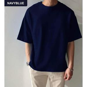 T-shirt épais à épaules tombantes pour hommes T-shirt uni de couleur tendance et de grande taille T-shirt à épaules tombantes du fabricant T-shirt pour hommes - Product Image 1