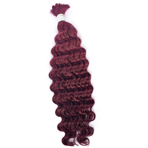 Extensiones de Cabello Humano Remy de Primera Calidad de 8 Pulgadas, Ondas Profundas, Trenzado, Rizos Jerry, Estilos Birmanos, Color Borgoña # 99J) Tejido de un solo hilo teñido - Product Image 1