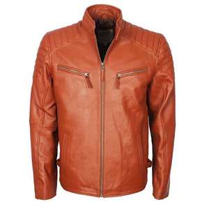 Offre Spéciale sur mesure Veste de haute qualité en cuir véritable Veste coupe-vent respirante à col montant et fermeture éclair style classique - Product Image 1