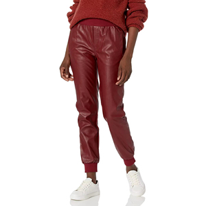 Dernier design Pantalon décontracté coupe-vent en cuir PU pour femmes Taille élastique Meilleur prix de gros - Product Image 3