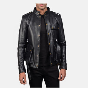 แจ็กเก็ตหนังแท้สำหรับผู้ชายกันน้ำกันลมมีขาตั้งสไตล์แนวสตรีทคุณภาพสูง - Product Image 4