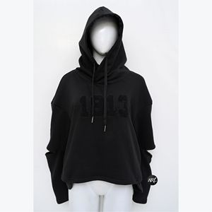 High Street Durable 100% Coton Crop Hoodie DST Coupe Manches Chenille Broderie Unique Personnalisé Respirant Hiver À Capuche - Product Image 1