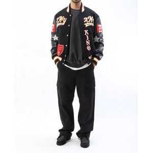 Chaqueta Universitaria de Hombre Estilo Hip Hop, Chaqueta Bomber de Invierno con Mangas de Cuero y Lana, Chaqueta Universitaria de Béisbol para Hombre - Product Image 5