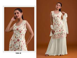 Lanzamiento de un nuevo vestido festivo con dupatta y pantalón de tela de georgette sintética reversible y cómodo. - Product Image 3