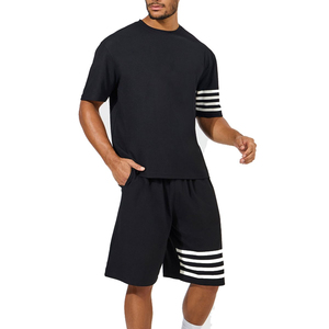 Venta al por mayor personalizado verano hombres manga corta Camiseta pantalones cortos de dos piezas transpirable Fitness Casual chándal gimnasio desgaste conjunto corto 2026 - Product Image 1