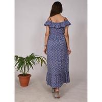 Robe en coton Boho léger pour femmes à la main bloc imprimé motif floral Breezy tenue de fête décontractée pour l'été lavable