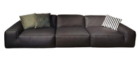 Canapé-lit de luxe en cuir noir, moderne et moelleux, pour salon, ensemble modulaire sectionnel nordique, tricoté, extensible et respirant