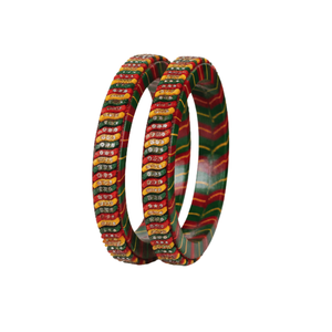 Hastvikas Multicolor Chevron Lac Tungsten Bracelets with Channel <b>Set</b> Stone Inlay Crystal <b>Bangles</b> for Women's Party Occasion - Product Image 5