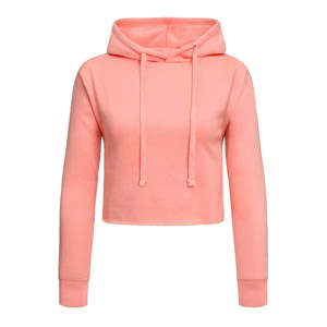 Custom streetwear 600 GSM crop top Sudadera con capucha de manga larga de algodón poliéster pullover liso teñido recortado sudaderas con capucha para las mujeres - Product Image 1