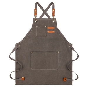 Tablier de cuisine multifonction en tissu de toile de coton épais de haute qualité à la mode sans manches pour le nettoyage - Product Image 5