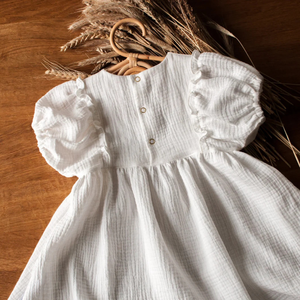 Vestido de lino suave bordado hecho a mano para niñas, estilo informal para el primer cumpleaños de niños pequeños, OEM hecho en Vietnam - Product Image 6