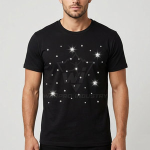 เสื้อยืดผู้ชายประดับคริสตัล ดีไซน์วิบวับ ผ้าฝ้าย 100% ระบายอากาศได้ดี น้ำหนักเบา สวมใส่สบาย เหมาะสำหรับใส่ลำลอง - Product Image 3