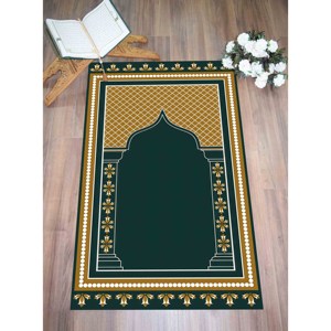 Alfombra de Oración Verde: Alfombra de Adoración Musulmana Lavable a Máquina, con Pelo Suave - Product Image 4