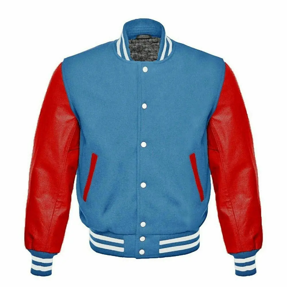 Oversize Custom Patch Embroidery Leather Sleeve Baseball Letterman Varsity Jacket For Men Plus Size varsity jacket clothing