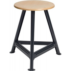 Sgabello in acciaio a nastro 3 gambe seduta rotonda in legno faggio altezza seduta 500 mm - Product Image 1