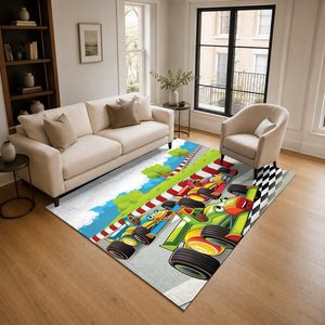 Tapis de salon en chenille antidérapant, beige et marron, style vintage, patchwork, imprimé numériquement, lavable en machine, vente en gros, modèle LXDP-0752 - Product Image 2
