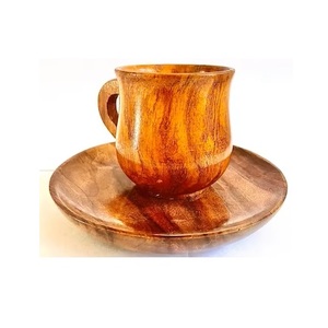 Juego de tazas de madera con cuchara y platillo para el hogar, juego de tazas de café de madera de alta calidad, plato de cuchara y taza, precio al por mayor - Product Image 2