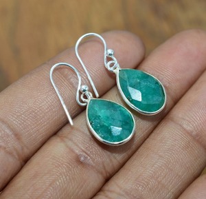 Pendientes clásicos de plata maciza 925, joyería para Plata de Ley 925, piedras preciosas Esmeralda, estilo bohemio, pendientes hechos a mano, regalo para mamá - Product Image 3