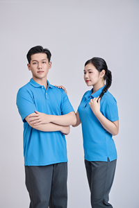 Tissu piqué en polyester tricoté FMF, extensible dans les 4 sens, 200g, respirant, séchage rapide, imprimé par transfert thermique, brodé pour chemise, bleu ciel - Product Image 3