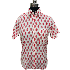 Chemise décontractée pour homme à imprimé Jaipuri, en popeline de coton respirante, col cubain, manches courtes, tissée en satin, taille 6XL, emballée individuellement - Product Image 1