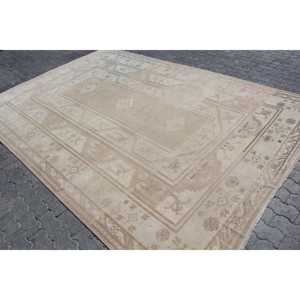 7.9x11.5 ft Vintage Rug, Turkish Oversize Rug, <b>Brown</b> Persian <b>Wool</b> Rug - Product Image 2