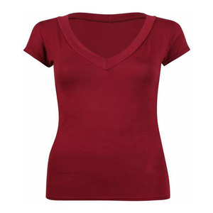 Camiseta de entrenamiento de Yoga para gimnasio con cuello redondo para mujer, tela de punto transpirable de secado rápido 250G, estampado personalizado de tallas grandes para deportes de verano - Product Image 4