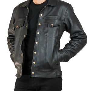 Chaqueta de Cuero Sintético para Hombre, Diseño y Colores Únicos Disponibles, Chaqueta de Cuero Gruesa con Cuello Camisero y Cremallera Delantera - Product Image 4