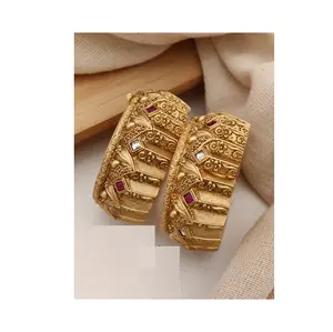 Traditional Indian Gold Plated Ladies Wear Openable Bangles with Fancy Side Lock from India Export