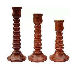 Juego de portavelas de madera, Juego de 3 portavelas de madera rústica mesa de casa blanca de la mejor calidad para, soporte de vela corto decorativo a bajo precio - Product Image 6