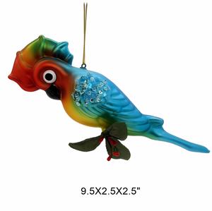 Ornements de Noël en verre coloré faits à la main, collection d'oiseaux décoratifs (perroquet, colibri) - Product Image 3