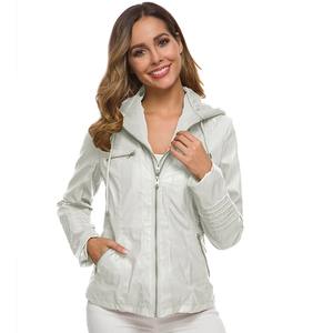Chaqueta Bomber de cuero genuino de Invierno para mujer, cuello con capucha, relleno de algodón, respetuoso con el medio ambiente, impermeable, a prueba de viento, prendas de vestir informales - Product Image 3