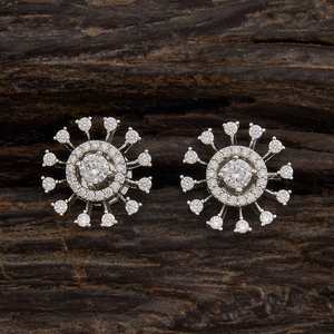 Boucles d'oreilles en zircon 160452 - Vintage, tendance, religieuses, en forme de boule, lune et étoile, pour femme, en alliage de zinc, perle et diamant, pour soirée - Product Image 3