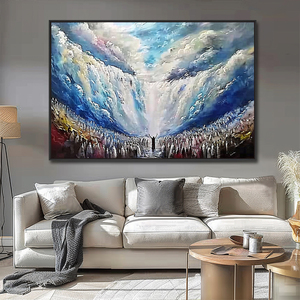 Dipinto su <span class=keywords><strong>Tela</strong></span> Astratto Moderno Dipinto a Mano Blu Religioso Attraverso il <span class=keywords><strong>Mare</strong></span> Paesaggio Contemporaneo Arte Giudaica - Product Image 2