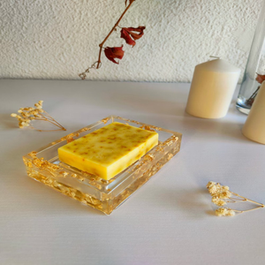 Jabonera de resina de excelente calidad, precio asequible, diseño dorado con purpurina, accesorios de baño - Product Image 2