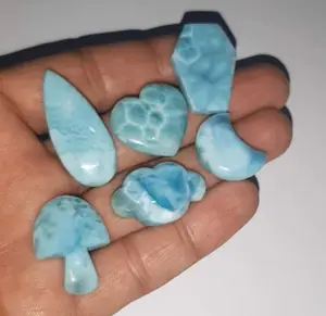 Larimar Sarg Chape Carving Gem für Modeschmuck Hersteller Hand geschnitzter Schmuck für Frohes Neues Jahr Natürliche Edelsteine für Mädchen