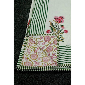 Dohar Soft and Breathable All Seasons Dohar Hand Block Printed Floral <b>Quilt</b> <b>Bedding</b> Perfect Cotton Blanket - Product Image 2