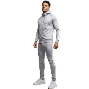 Material de alta calidad logotipo personalizado tamaño tira lateral ropa informal invierno cremallera chándales conjunto 100% algodón 450Gsm chándal de hombre - Product Image 1