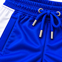 Shorts en molleton bleu royal et blanc pour homme avec logo brodé, cordon de serrage, taille élastique, décontractés, sportifs, pour l'entraînement