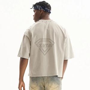 OEM ODM Streetwear personnalisé goutte épaule lourde en détresse coupe ample t-shirt hommes à manches courtes délavé à l'acide 100% coton t-shirt pour hommes - Product Image 4