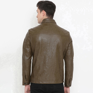 2024 arrivée personnalisé haute qualité hommes veste en cuir véritable haut de gamme Design couleur bloc poche décoration tissu en gros - Product Image 2
