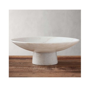 Natural marble bowl handmade versatile decorative dish centerpiece for home dining kitchen <b>table</b> serving salad fruits - Product Image 4