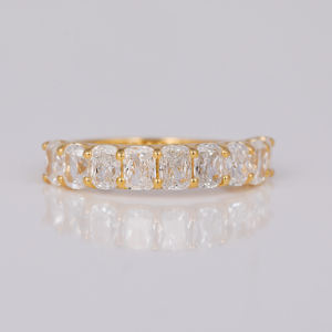 Personnalisable 10KT or laboratoire cultivé diamant coussin coupe demi éternité alliance Style à la mode bijoux de fiançailles - Product Image 1
