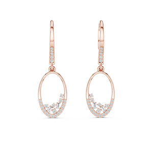 Boucles d'oreilles en or blanc 14 carats avec diamants de laboratoire ronds et taille bug pour femmes, cadeau de mariage ou d'anniversaire de luxe certifié, élégant - Product Image 2